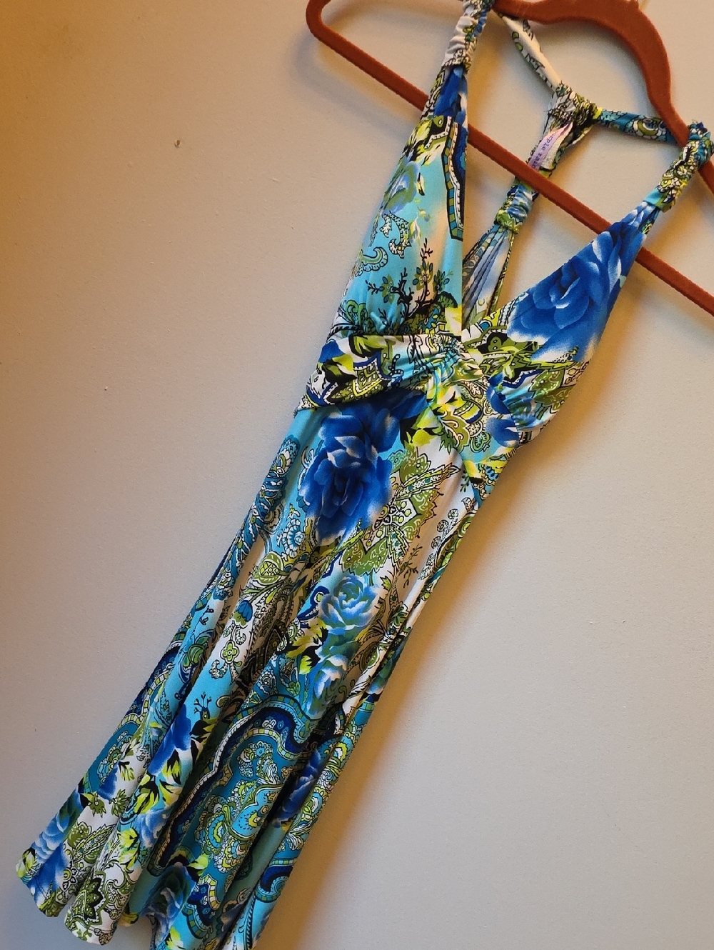 Purple Rain Blue, Green & White Paisley Dress - Size XS/S